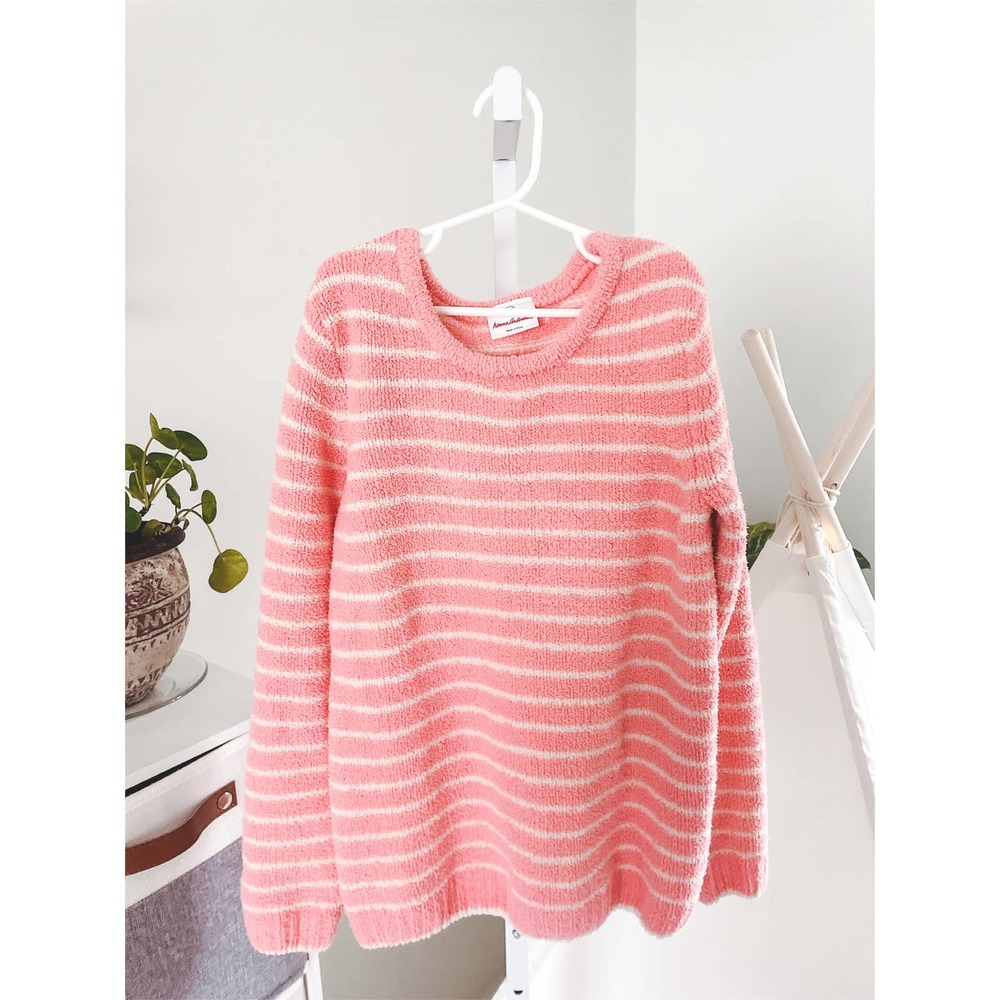 Hanna Anderson Stripe Tunic Sweater Girls Size 12 Pink